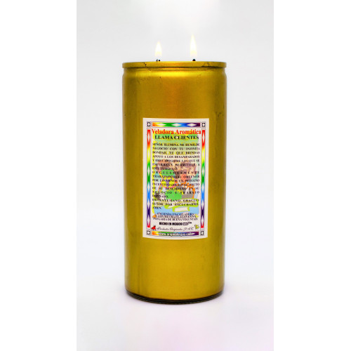 Llama Clientes Oro Veladora Jumbo