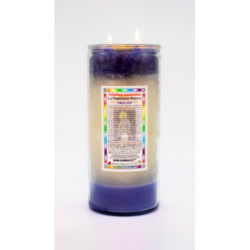 Santisima Muerte Morada Blanca Veladora Jumbo