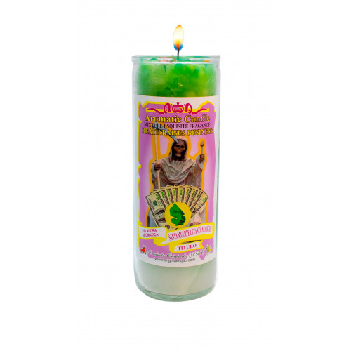 Holy Death Levanta Negocios Candle Title